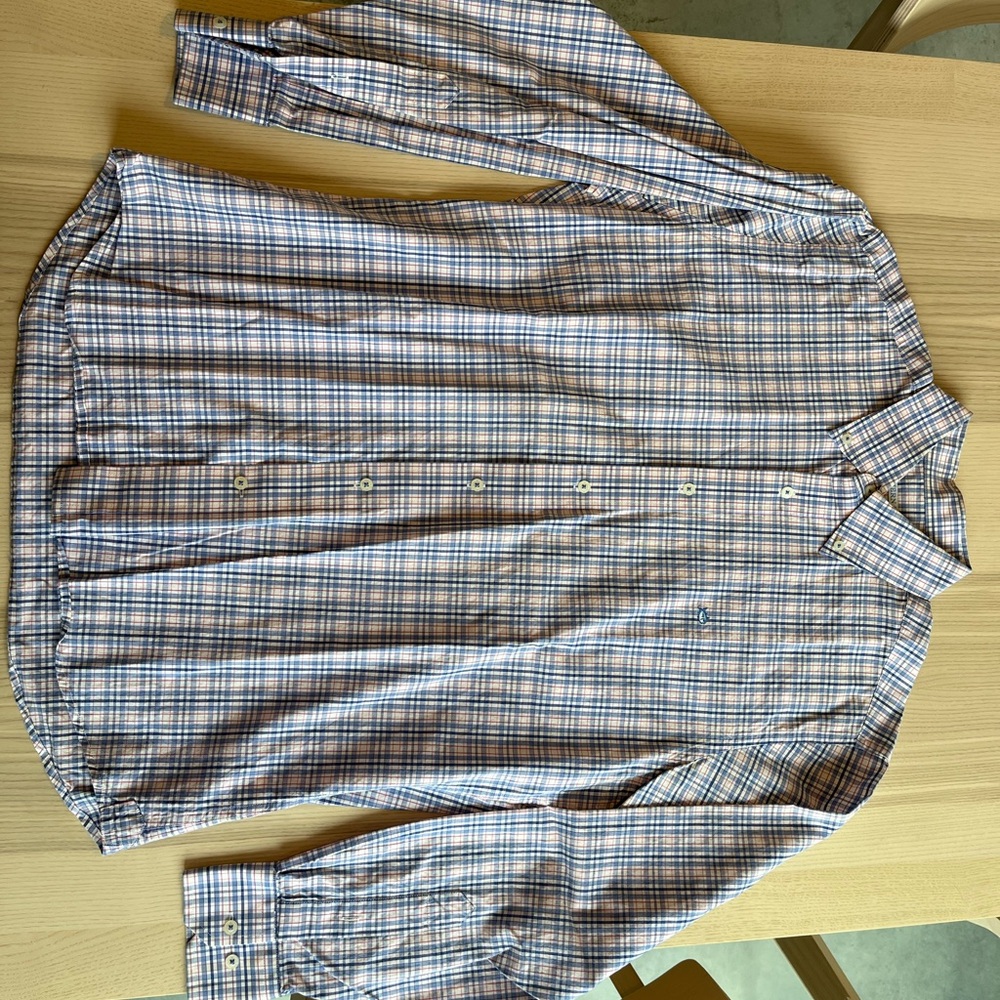 Southern Tide Blue and White Casual Button Down Shirt